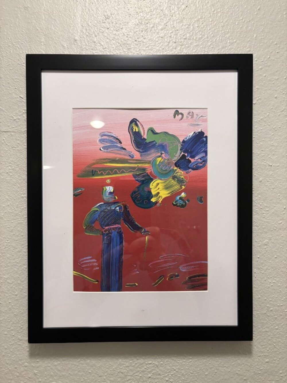 Peter Max Framed 8.5x11 Inch Art Print - Sage with Cane & Abstract Cloud
